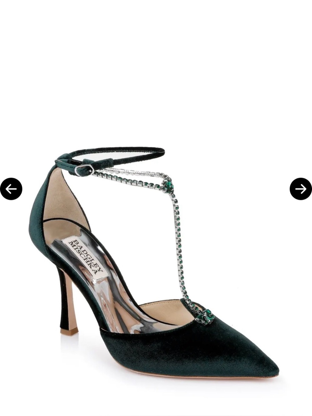 Badgley Mischka Zayna Embellished T-Strap Pointed Toe Pump. Size 7.5. Worn once